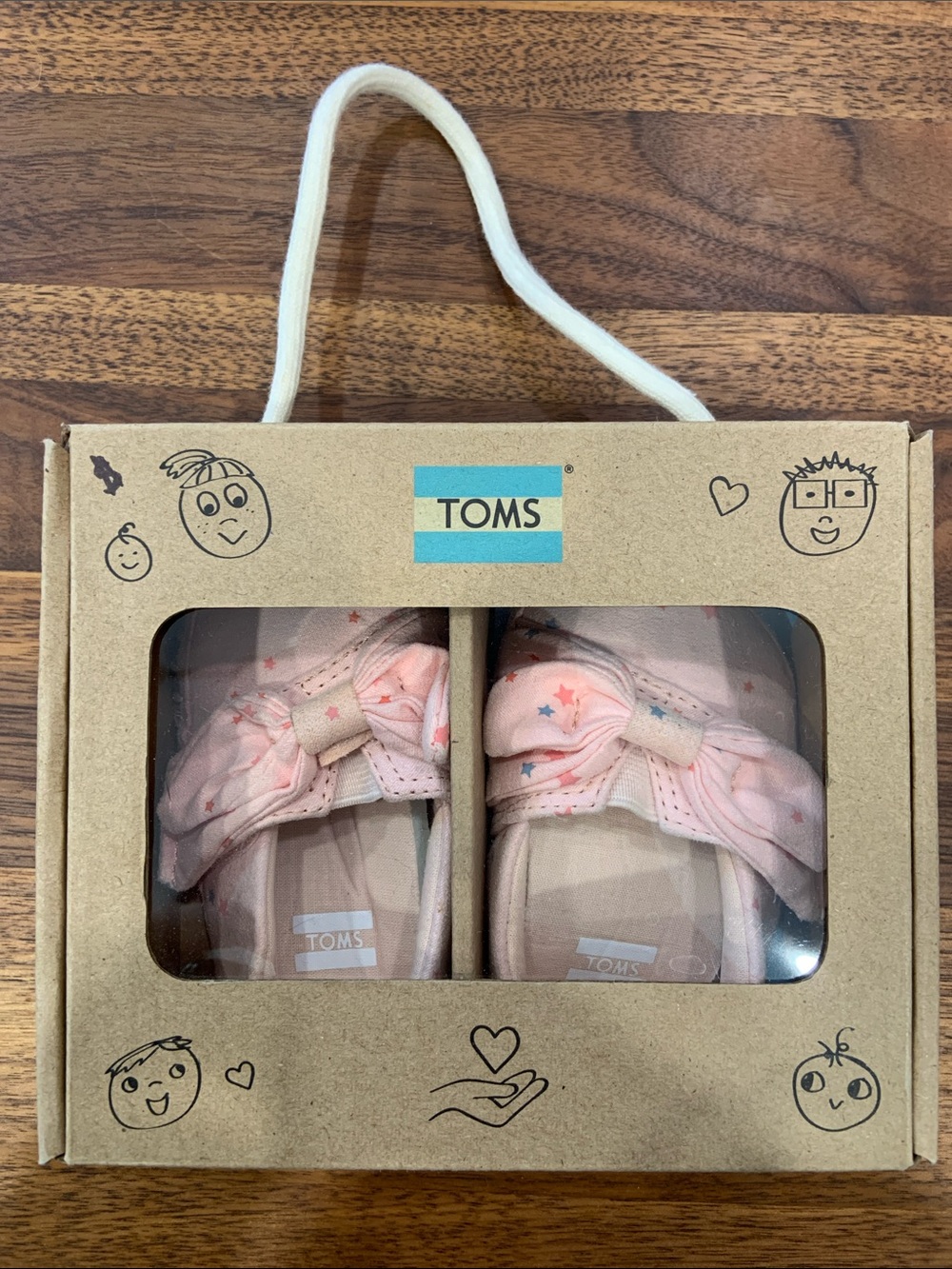 New in Box - Toms Crib Alpargata Ballet Pink Star Bow Infant Slip-Ons - size 3
